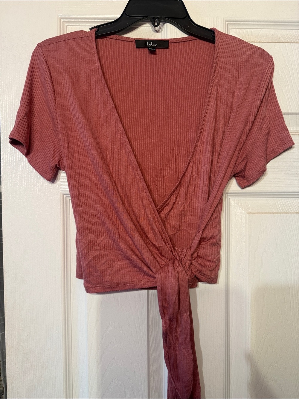 Lulu's Mauve Ribbed Wrap Tie Crop Top
